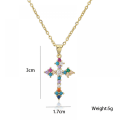 Miniatyrbild 2 av 3: Damsmycken, färgglada Zirconia Cross Pendant Halsband Omkrets 17,1 tum, den bästa presenten till din familj