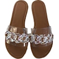 Miniatyrbild 1 av 4: Dam Sandaler Strand Öppen Tå Platt Tofflor Transparent  Mode Färgglad Kedja Klar Slide Flip Flops Slip on Utomhus Strand -----Brun（Storlek 43）