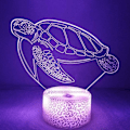 Miniatyrbillede 2 af 7: WJ 3D Havskildpadde Fjernbetjening 16 Farve Natlys Illusion Akryl LED Bordlampe Sengelampe Børns Soveværelse Skrivebord Dekoration Fødselsdag Gaver Legetøj til Børn