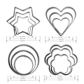 Miniatyrbillede 3 af 6: Kageform Biscuit Shapes Sæt, 12stk Kage Kage Frugt Grøntsager Rustfrit Stålforme Skærere | Hjerte Stjerne Cirkel Blomsterformet Form