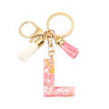 Miniatyrbillede 1 af 2: Sød initial nøglering A-Z bogstav glitrende glitter nøglering premium taske charm nøglering tilbehør (L,4PCS)