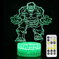 Miniatyrbild 1 av 7: Hulk pojkleksaker presenter, WJ 3D Illusion Lamp presenter för rumsdekor barnrum, coola Marvel-leksaker födelsedagspresenter & 7 färger byter leksaker för pojkar eller barn (A) Hulken