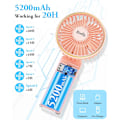 Pikkukuva 4 / 7: Kädessä pidettävä tuuletin, kannettava käsituuletin USB 5200mAh ladattava kokoontaitettava pöytätuuletin, erittäin hiljainen 6-nopeuksinen LED USB C kaulatuuletin, käsituuletin De pink