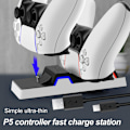 Miniatyrbilde 6 av 7: PS5-kontrollerlader, PS5-ladestasjon med dobbel ladebase for to PS5-kontrollere LED-indikator, PS5-kontrollerladerstasjon
