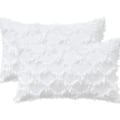 Miniatyrbild 1 av 5: 2-pack Boho kuddfodral Rutig frans Boho stil Linne Rutig textur Kuddfodral för soffa sovrum soffa vardagsrum (Vit, 12 x 20 tum)
