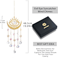 Miniatyrbillede 5 af 5: WJ123 Ondt Øje Have Solfanger - Store Prismer Krystal Kugle Vindklokker til Udendørs Solfanger Indendørs Vindue Boho Heksagtig Værelse Hjem Crystal Evil Eye