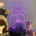 Miniatyrbillede 4 af 7: JUSTUP Anime Figur 3D Illusion Natlampe Fjernbetjening til Soveværelse Dekoration Børns Fødselsdagsgave --- Sort Sæde