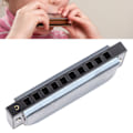 Miniatyrbillede 11 af 11: Sort Harmonika C-nøgle 10 huller Blå Harpe Rustfrit Stål Resin Fortykket Dæksel Mundharmonika