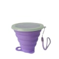 Miniatyrbild 1 av 5: Hopfällbar resesilikonmugg - Hopfällbar silikoncampingmugg med lock - Expanderbar dricksmuggset - Bärbar, graderad [9,22oz] (lila)