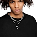 Miniatyrbilde 5 av 6: Krone Initial A-Z Halskjede, Iced Out Bokstavanheng med 22-24 Tommers Kjede, Menn Kvinner Bling Hip Hop Alfabet Navn Smykker Gave Stor In N Black