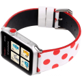 Pikkukuva 4 / 5: Naisten ja tyttöjen söpö pöllökuvioinen nahkainen ranneke Apple Watch -kelloille Series 6/SE/5/4 40mm ja Series 3/2/1 38mm - Valkoinen punaisella, 38/40mm