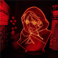 Miniatyrbillede 1 af 7: WJ Attack Eren Jaeger 3D Lampe Illusion Desktop Lam LED Sensor Lys Atmosfære Sengetid Natlamper 3D Optisk Illusion Nattelys PXJD Attack on Titan-D