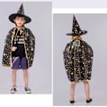 Miniatyrbillede 3 af 3: Halloween Kappe Børnedag Maskerade Performance Udklædning Satin Kappe Femstjernet Kappe Kappe Sæt (Sort Femstjernet Kappe)