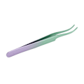 Miniatyrbillede 4 af 11: Lash Tweezers i rustfrit stål med stramt greb, buet, til eyelash extensions, grøn-lilla gradient