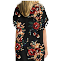 Miniatyrbillede 2 af 4: Kvinders Chiffon Badetøj Strand Badetøj Cover Ups til Badetøj --- Sort Blomst L（Størrelse XL）
