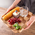 Miniatyrbillede 5 af 7: Træserveringsbakker - Sæt med 2 firkantede serveringsfade, dekorative træbrætter Charcuterie-brætter til servering af morgenmad, middag, forretter
