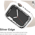 Miniatyrbild 3 av 5: För Apple Watch Series 7 41 mm, pläterat styvt PC- case Tunt case runtom för Apple Watch Series 7 （silver）