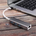 Miniatyrbillede 4 af 5: Aluminiumlegering kablet netværkskort 100M Usb + 3.0 Hub Adapter Usb til Rj45