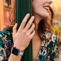 Pikkukuva 5 / 5: Ranneke ja Apple Watch -ranneke iWatch Series 7/6/5/4/3/2/1 Metalli Yhteensopiva Kolme Helmiä Timantti Ranneke --- Musta（38/40/41mm）