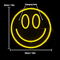 Miniatyrbillede 2 af 4: Smilende ansigt neonskilt LED neonlys vægdekoration Smiley ansigt lyser op skilte USB-drevne neonskilte til soveværelse børneværelse（gul）
