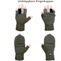Miniatyrbild 3 av 6: Vinterhandskar Fingerlösa Flip-Handskar Tjocka Stickade Kashmirhandskar Vantar Handskar För Vinter Utomhuspromenader Cykling Körhandskar
