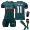 Pikkukuva 1 / 2: 2023 Liverpoolin vieraspeliasu vihreä jalkapallopaita setti sukat ja polvisuojat - No.11 M.SALAH#28 No.11 M.SALAH #28
