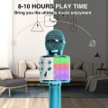 Miniatyrbild 5 av 5: Karaokemikrofon för barn, trådlös Bluetooth mikrofon med LED-lampor, bärbar handhållen karaokemikrofon högtalare för flickor, pojkar, vuxna (blå)