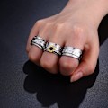 Miniatyrbillede 8 af 8: Rustfrit stål blomst udskæring spinner ring Daisy Fidget Band ringe måne stjerne onde øjne kors angst ring til kvinder mænd-US5