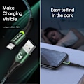Pikkukuva 2 / 5: USB-Lightning iPhone -datakaapeli ja latauskaapeli, tukee nopeaa latausta ja datan synkronointia (Vihreä, 1,2 m), Nylonpunottu, USB-A, Yhteensopiva