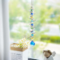 Miniatyrbild 8 av 8: WJ12317.7 tum Gazing Ball Spiral Tail, Dekorativ Vindspinnare Solfångare, Regnbågsmakare Dubbelspiral med Havsblå Kristallkula och C Blue Ball Drop Prism