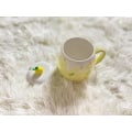 Miniatyrbild 4 av 5: Hög skönhetsmugg med lock sked mugg kvinnlig student koreansk version härlig ins kaffemugg hushåll keramisk frukostmugg (citronmugg)