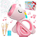 Miniatyrbillede 1 af 8: Sæbeboblepistol med lys og musik, bærbar 360° lækagesikker automatisk sæbeboblemaskine til børn i alderen 1-3 4-8 år til fester, Bubbl pink