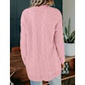 Miniatyrbild 5 av 5: Dam Casual Långärmad Kabel Stickad Cardigan Lös Öppen Front Ytterkläder M