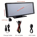 Miniatyrbild 2 av 5: 1 st 10.26 tum Bilspegelmonitor Carplay Android Auto Trådlös Anslutning Multimedia Videospelare GPS Navigation Instrumentbräda