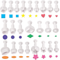 Miniatyrbilde 1 av 3: 24 stk. kakeutstikkere, fondant kake cookie stempelkutter, mini plast kjeks stempel fondant dekorasjonsform, hjerte/firkant/oval/sirkel/stjerne/diamant