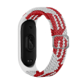 Miniatyrbillede 1 af 5: Strækbart Nylon Solo Loop Justerbart Armbånd Til Xiaomi Mi Band 5 / Band 6 / Band 7 Sports Elastik Rem Red  White