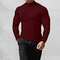 Miniatyrbild 3 av 5: Herr Turtleneck Tröjor Slim Fit Rullhals Pullover Tröjor Casual Långärmad