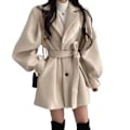 Miniatyrbillede 2 af 3: Dame Casual Trenchcoat Varm Overfrakke Vinter Lang Jakke Overtøj Apricot M