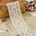 Miniatyrbild 3 av 5: Beige spetsband 8 meter virkad spetskant extra bred bomullssyband för hantverk, presentförpackningsinslagning, bröllopsdekoration, scrapbooking S