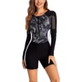 Miniatyrbild 1 av 5: Dam badkläder i ett stycke långärmad rashguard dam våtdräkt atletisk Black 1455 XL