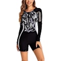 Miniatyrbillede 1 af 5: Dame Heldragt Badedragt Langærmet Rash Guard Dame Våddragt Atletisk Black 1455 L