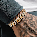 Miniatyrbillede 2 af 5: Cuban Links Kæde 13mm Iced Out Cuban Link Halskæde Guld Sølvbelagt Halskæder Kæde Diamantkæde Hip Hop Smykker Gave