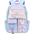 Miniatyrbild 1 av 5: Ryggsäck med kaninmotiv - Ryggsäck med kaninmotiv för flickor - Söt ryggsäck för flickor i skolan - Kawaii-ryggsäck för flickor Blue L