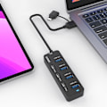 Miniatyrbild 3 av 5: 7-i-2 USB/Type-C HUB-adapter 4 USB 3.0 + 3 USB-C Dockningsstation 5 Gbps datakonverter