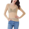 Miniatyrbilde 4 av 5: Dame Elastisk Scoop Neck Gjennomsiktig Sexy Slim Fit Mesh Topper Langermet Bluse Apricot S