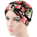 Miniatyrbild 4 av 4: Dam Blommig Tryckt Bomull Turban Chemo Sovhatt, Acsergery Turban Mössa Huvudbonad Hår Wrap Present