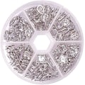 Miniatyrbild 5 av 5: 1 Ask 60 st Cubic Zirconia Legering Charm Set i 6 Stilar för Smyckestillverkning Storlek 10-15mm Längd i Platina