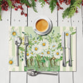 Miniatyrbild 1 av 4: 4 st Mode Eucalyptus Blad Daisy Vas Underlägg för Matbord, 35x45cm Vår Påsk Sommar Säsong Semester Dekoration Rustik