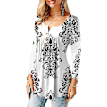 Miniatyrbillede 2 af 4: Dame Skjorter Flæse Løs Knap Tunic Toppe Til Kvinder White B M