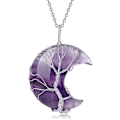 Miniatyrbild 1 av 5: Livets träd Trådinsvept Måne Hänge Halsband Reiki Healing Kristall Sten Halsband Naturlig Ädelsten Kvarts Smycken Kvinnor